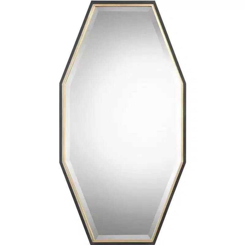 Uttermost Vanity Accent Wall Mirror Modern Beveled Dark Espresso Gold Leaf Wood Frame 24 Wide for Bathroom Bedroom Living Room