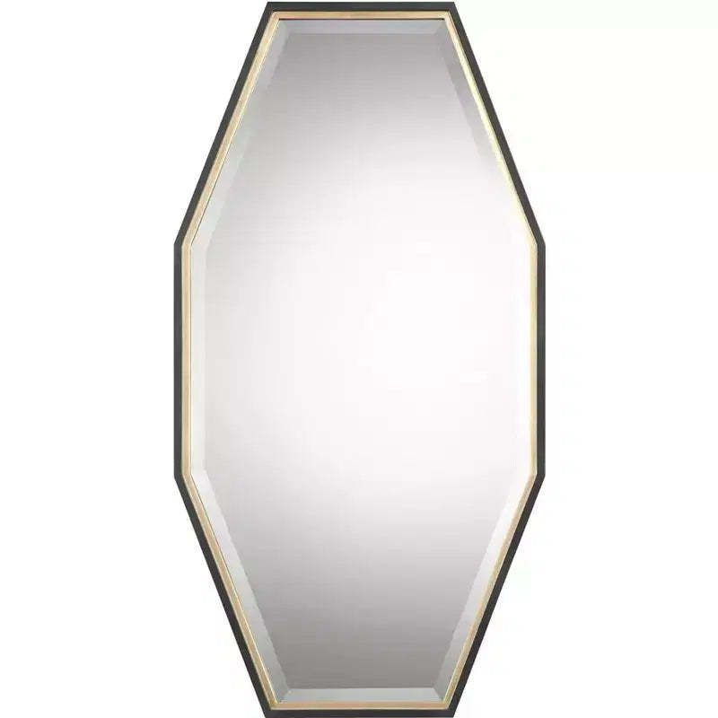 Uttermost Vanity Accent Wall Mirror Modern Beveled Dark Espresso Gold Leaf Wood Frame 24 Wide for Bathroom Bedroom Living Room