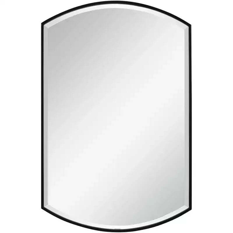 Uttermost Vanity Decorative Wall Mirror Modern Beveled Curved Satin Black Iron Frame 24 Wide for Bathroom Bedroom Living Room