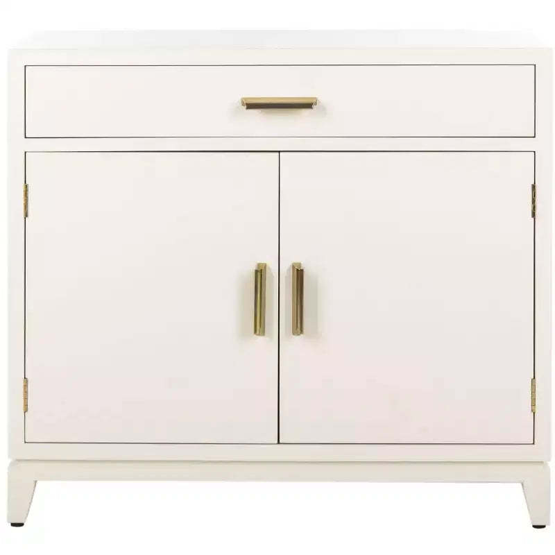 Nigel 2 Door 1 Drawer Chest - CHS6600 - White/Brass - Safavieh