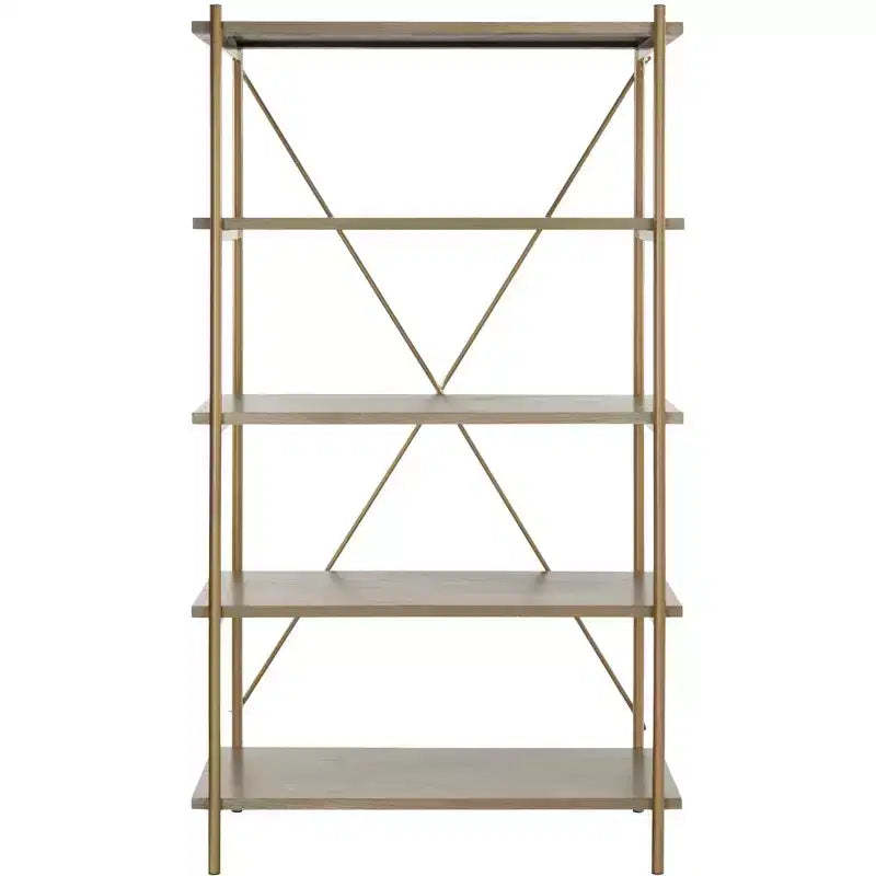Rigby 5 Tier Etagere - ETG6206 - Rustic Oak/Gold - Safavieh