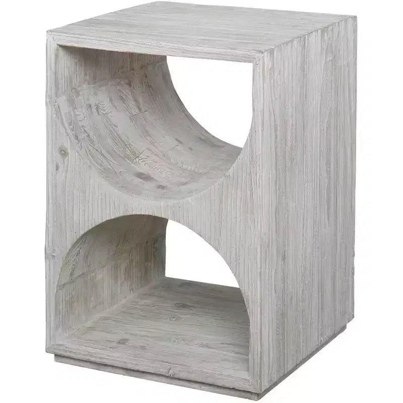 Uttermost Hans 18 Wide Distressed Ivory Wood Side Table