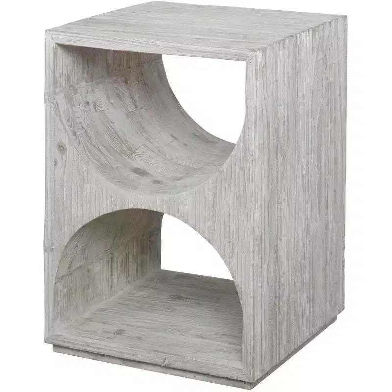 Uttermost Hans 18 Wide Distressed Ivory Wood Side Table