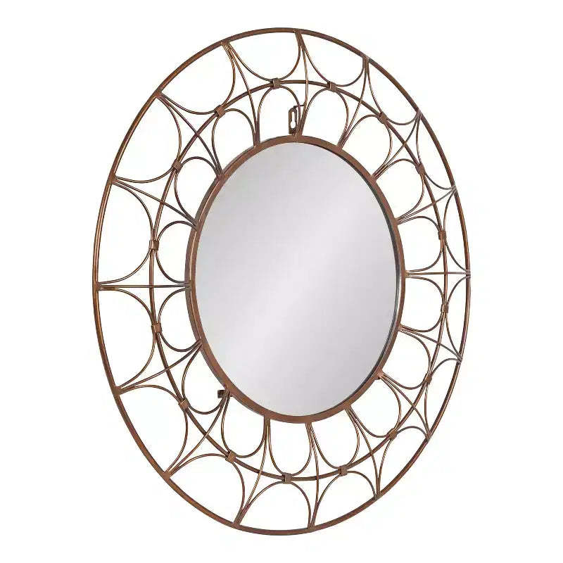 Kate and Laurel Avoca Round Metal Decorative Mirror, 28 Diameter, Bronze