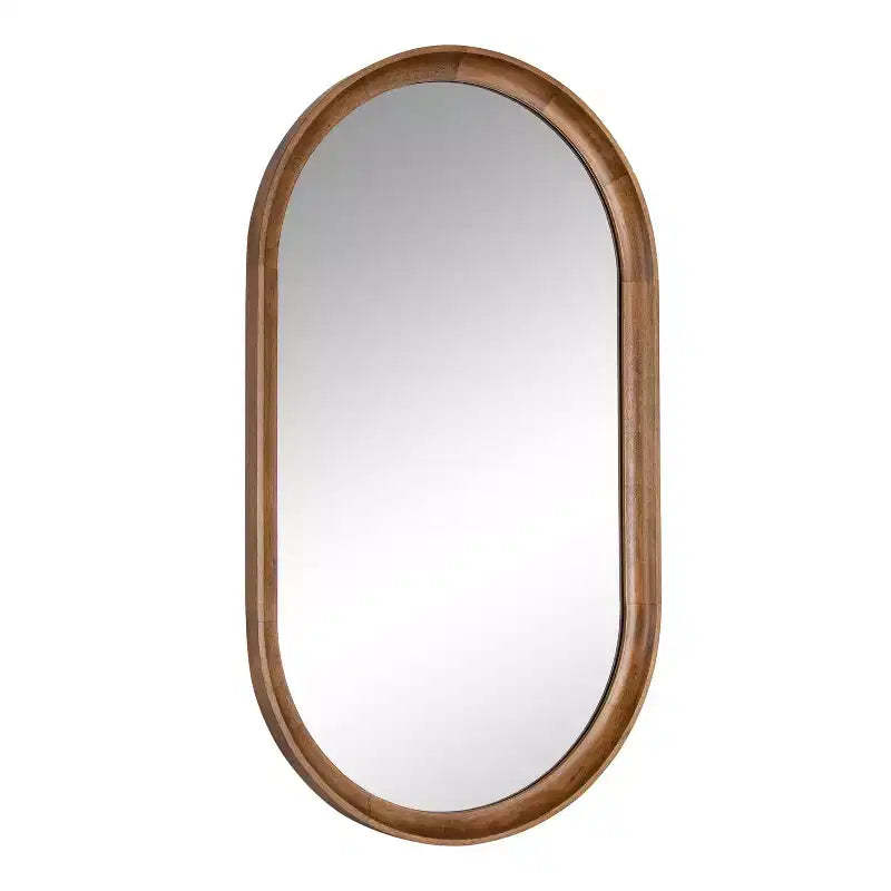 Kate and Laurel Hatherleig Oval Wood Capsule Mirror, 22x38, Rustic Brown
