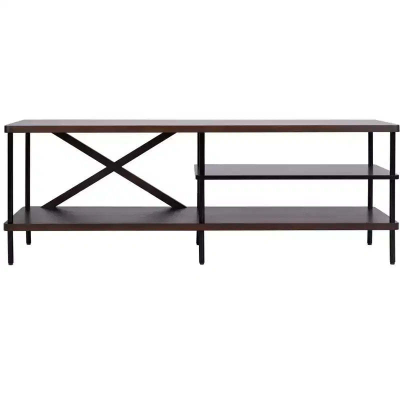 Bruno Industrial Media Stand - MED5001 - Walnut/Black - Safavieh