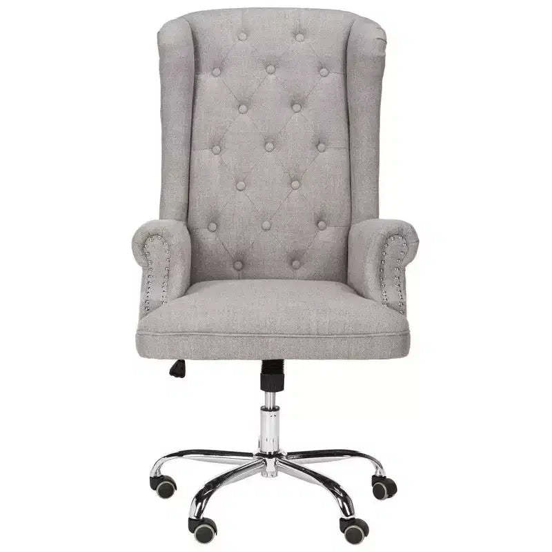 Ian Linen Chrome Leg Swivel Office Chair - Grey/Chrome - Safavieh