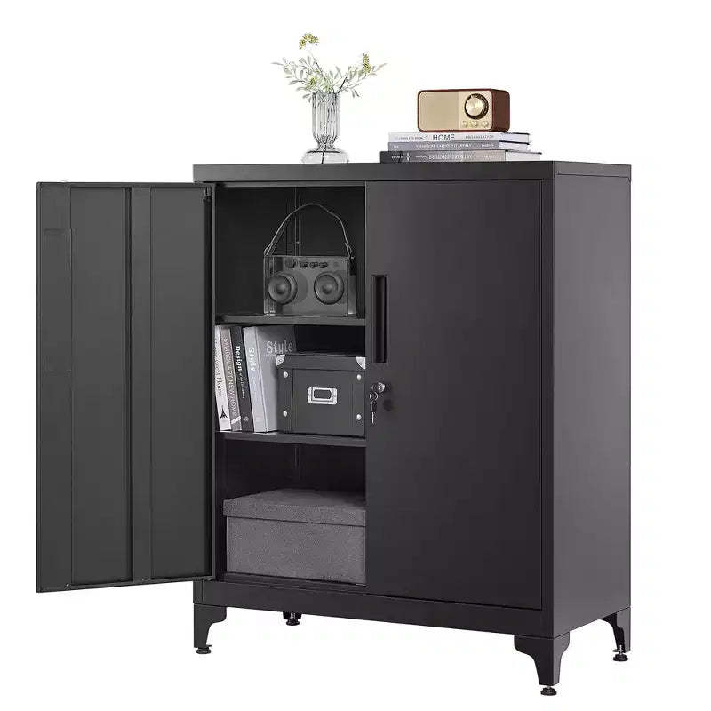 SONGMICS Office Cabinet Garage Cabinet, Metal Storage Cabinet with Doors and Shelves