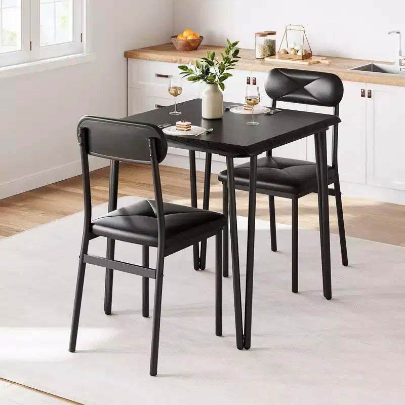 Whizmax Small Dining Table Set for 2, 3 Piece Kitchen Bar Dinette Square, with PU Upholstered Chairs
