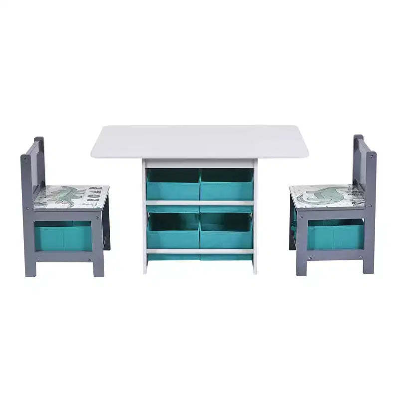 LuxenHome Kids Art Play Table and Chair Set with Storage Baskets Multicolored