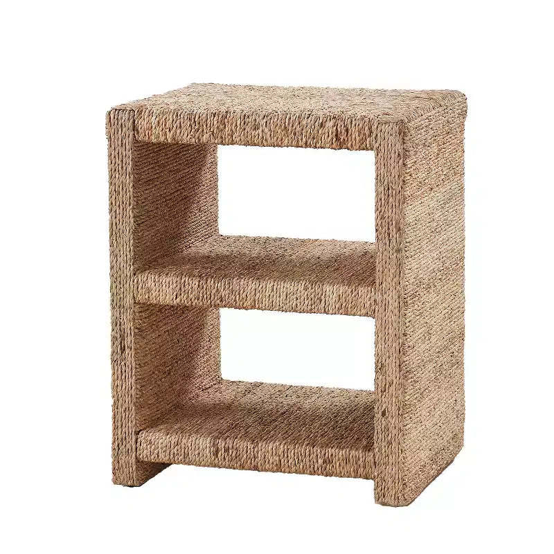 Heinrich 24 Coastal Style Grass Rope Side Table with Two Open Shelves|ART OF LIVING DESIGNS-NATURAL
