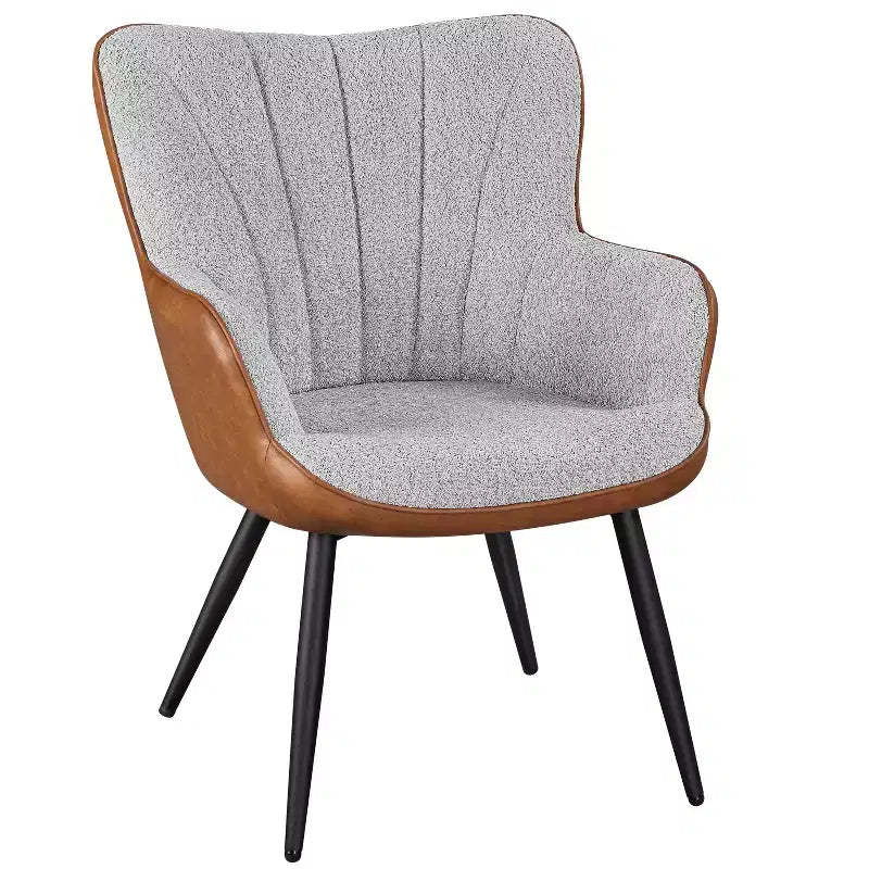 Yaheetech Modern Upholstered Faux Leather Accent Chair Armchair for Living Room Dining Room Bedroom, Retro Brown