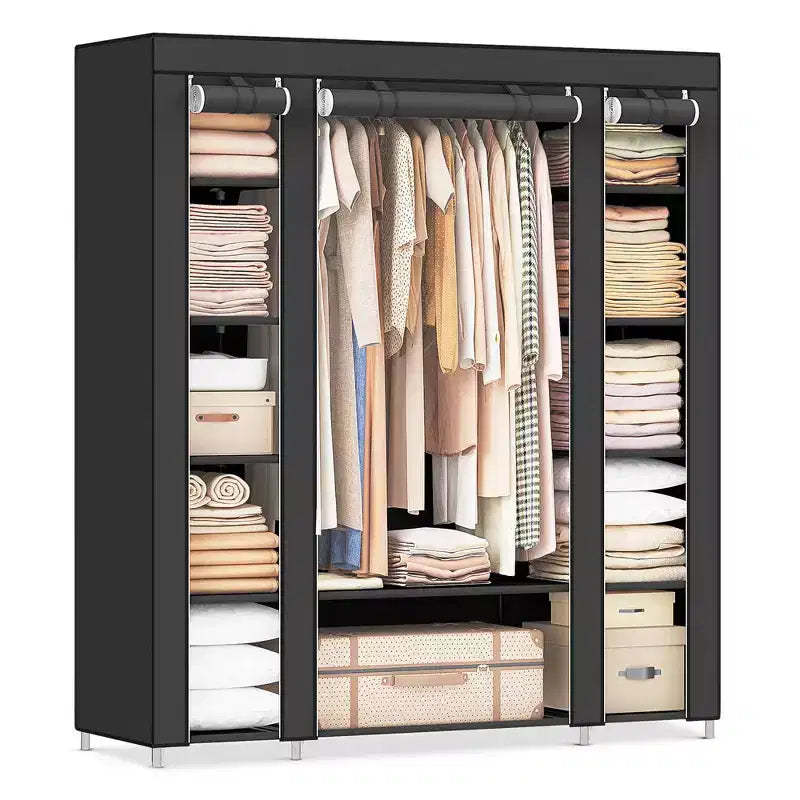 SONGMICS 59 Closet Wardrobe Portable Closet Organizer Storage Clothing Rack Shelf with Non-Woven Fabric Cover