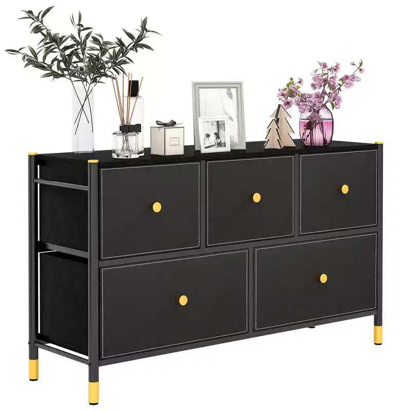 Costway 5/6/8-Drawer Fabric Dresser Tower Wide Chest of Drawers Storage Organizer Bedroom