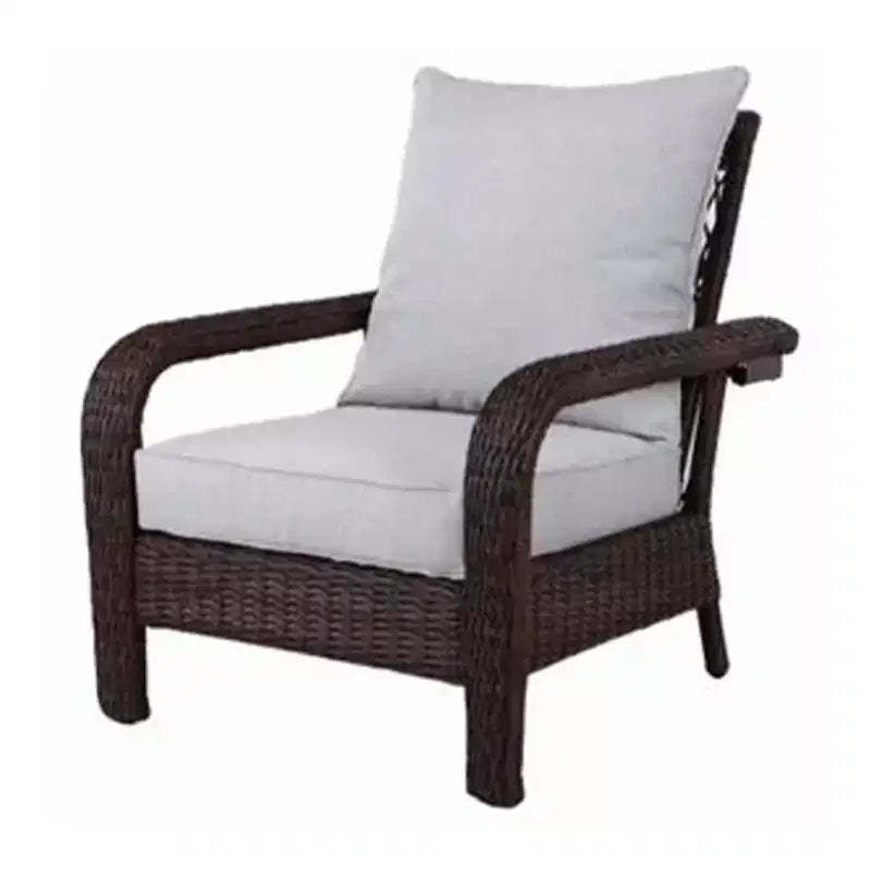 Four Seasons Courtyard Montego Bay Seating Furniture Set with 2 Adjustable All Weather Patio Outdoor Cushioned Chairs for Decks and Porches, Brown