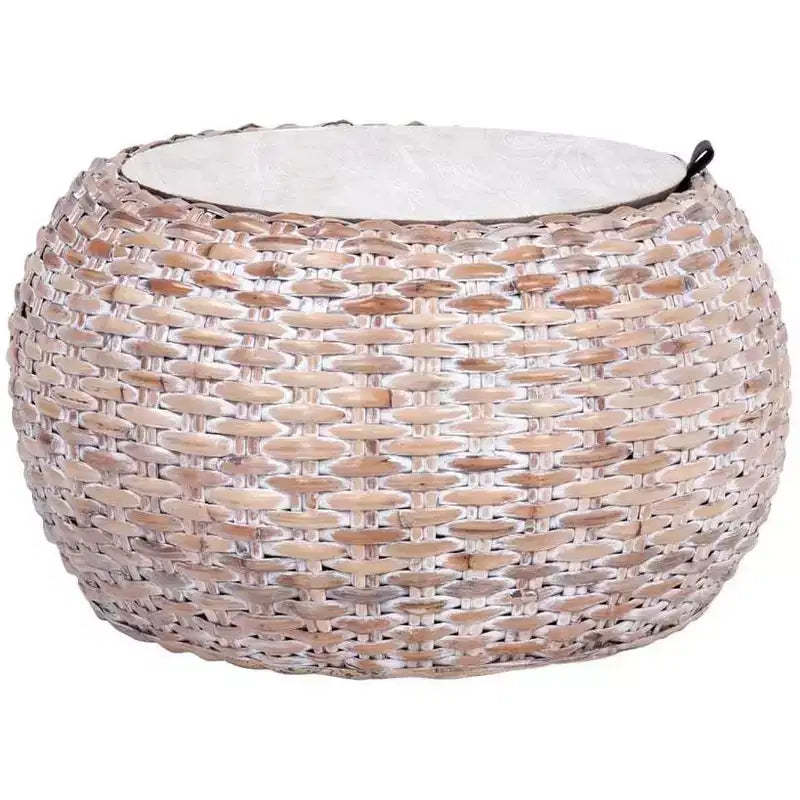 Klarysa Wood And Rattan Coffee Table - Natural White Wash - Safavieh
