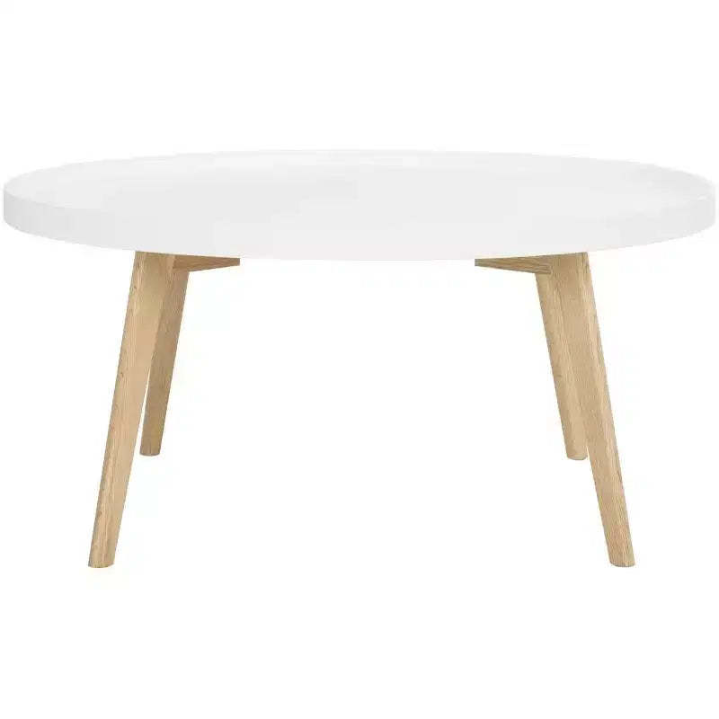 Sage Round Coffee Table - White/Oak - Safavieh