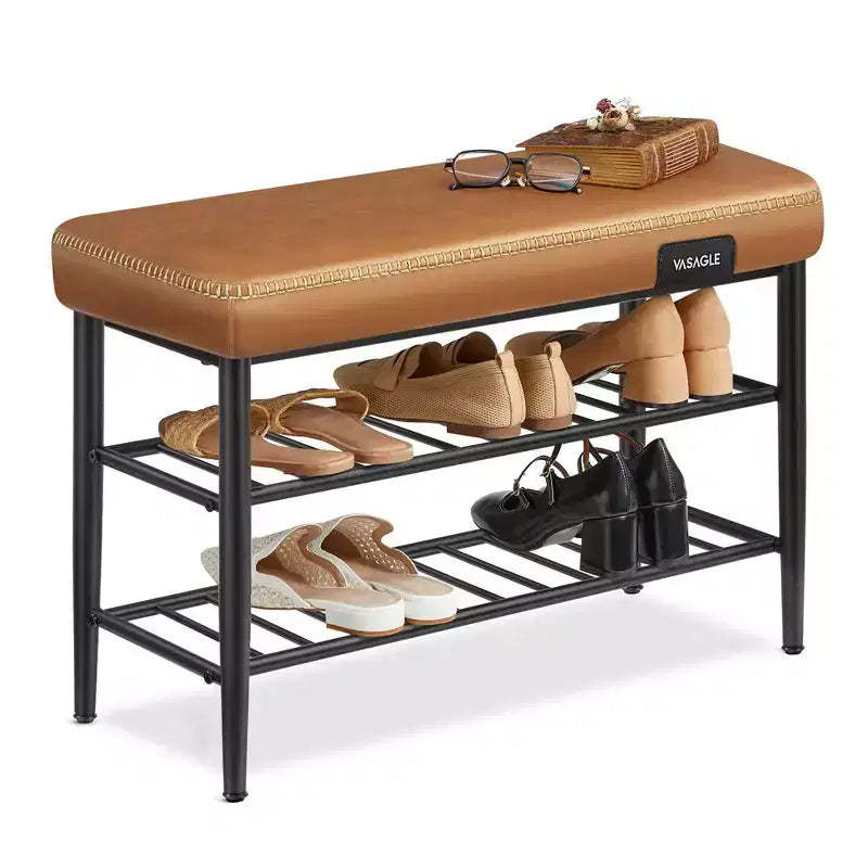 VASAGLE EKHO Collection - Shoe Bench, Storage Bench, Shoe Rack Bench Entryway, Synthetic Leather with Stitching