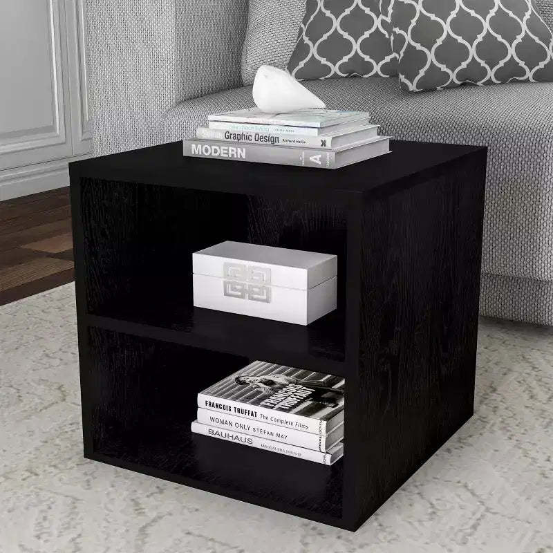 Hasting Home Modern Stackable Modular Cube End Table with Shelves