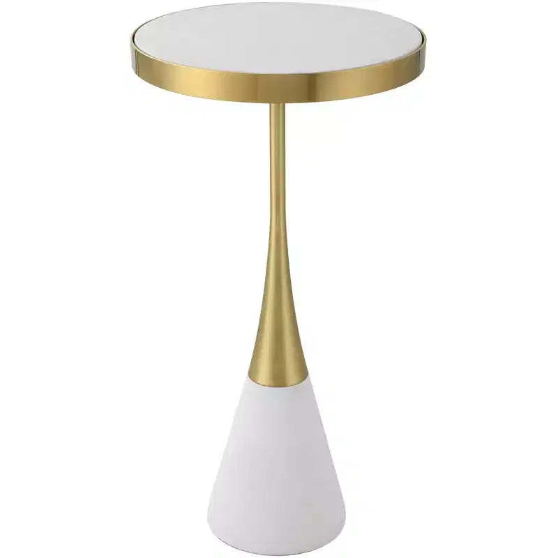 Uttermost Apex 12 1/2W Matte White Brushed Brass Round Accent Table