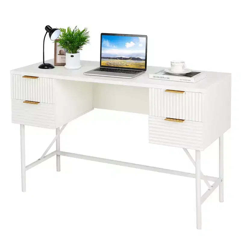 Costway 48 Computer Desk with 4 Drawers Storage Metal Frame Modern Study Writing Desk