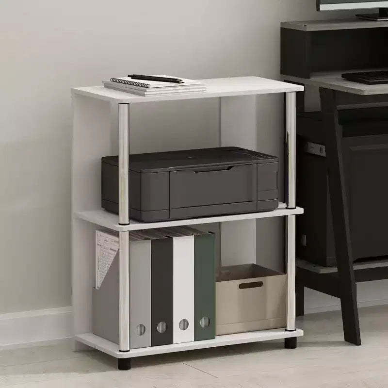 Furinno Simple Design 3-Tier Decorative Bookshelf Industrial Open Bookcase Display Shelf Storage Rack,White Oak