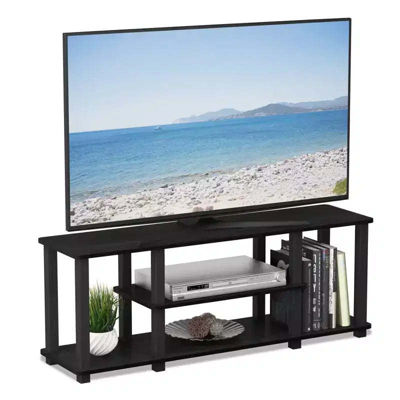Furinno 3-Tier TV Stand for TVs up to 50 TV Entertainment Media Console Center with Square Tube,Americano/Black