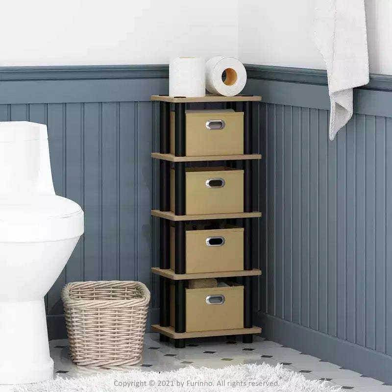 Furinno 5-Tier Multi-Functional Storage Shelves Display Rack Bookcase for Bathroom&Living room&Home office&Kitchen,Oak
