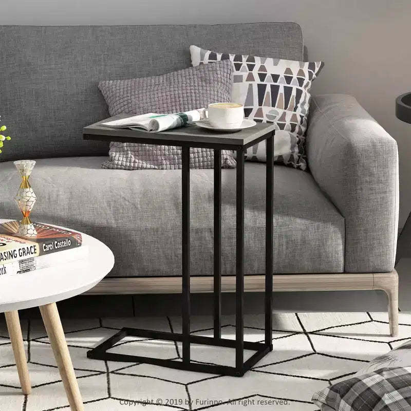 Furinno Modern Coffee Tray Sofa Side End Table Ottoman Couch Console Stand TV Lap Snack for Living Room&Home Decor,French Oak Grey