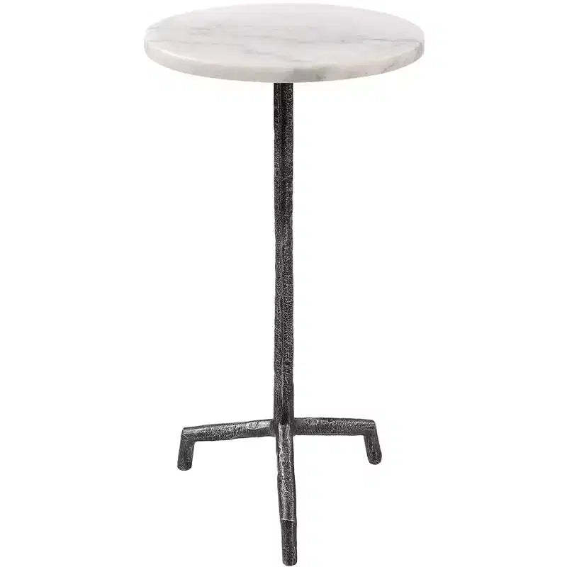Uttermost Puritan 12W Aged Black Iron White Marble Round Drink Table
