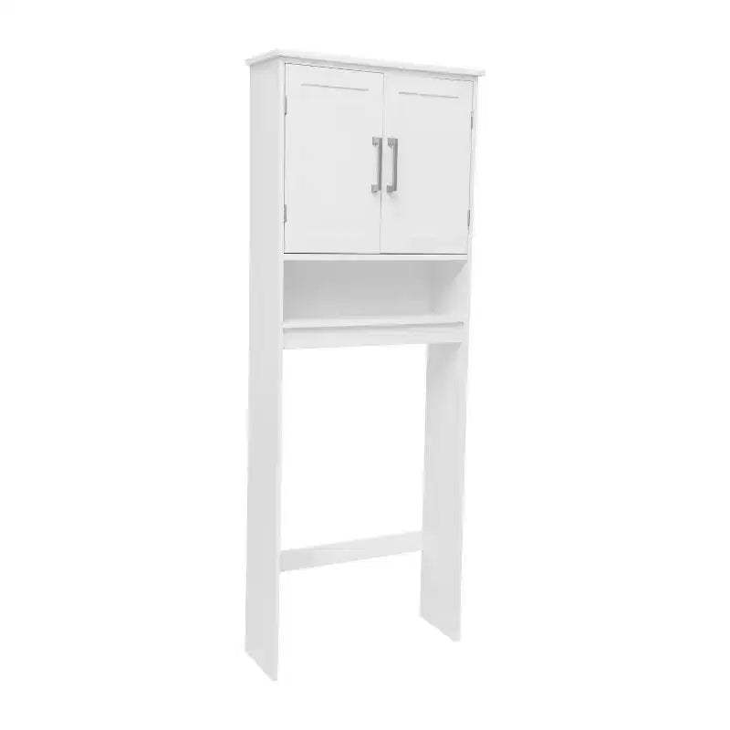 Emma and Oliver Over the Toilet Cabinet Storage Bathroom Organizer with In-Cabinet Adjustable Shelf, Open Lower Shelf, and Dual Magnetic Closure Doors