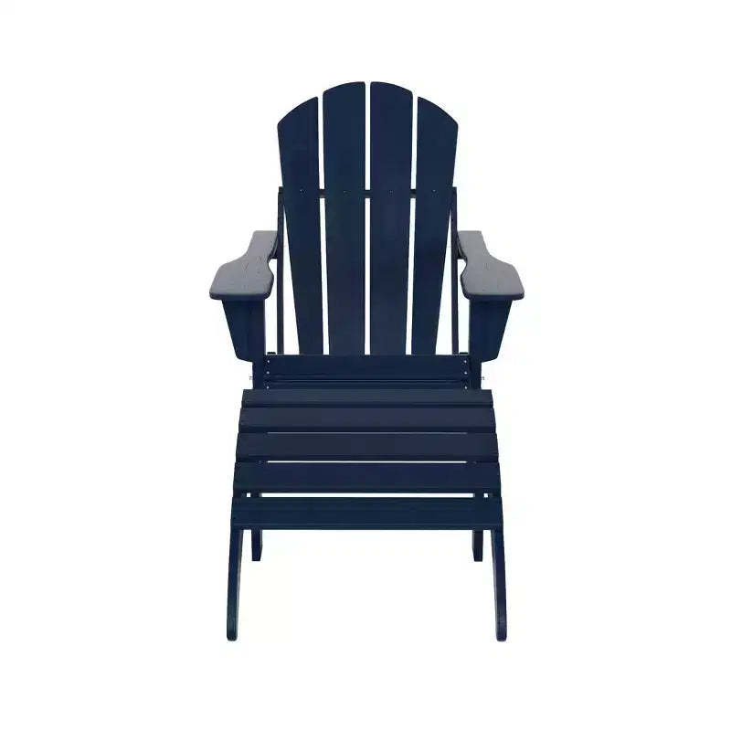 WestinTrends Malibu HDPE Outdoor Patio Folding Poly Adirondack Chair with Ottoman (2-Piece Set)