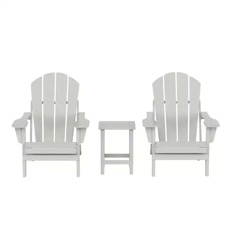 WestinTrends Malibu HDPE Outdoor Patio Folding Poly Adirondack Conversation Set (3-Piece)
