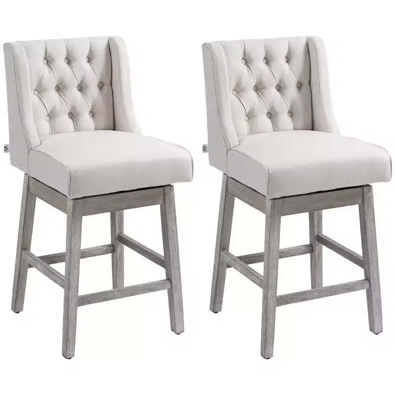 Vatros Counter Height Bar Stools Set of 2, Counter Height Upholstered Barstools, Swivel Bar Stool