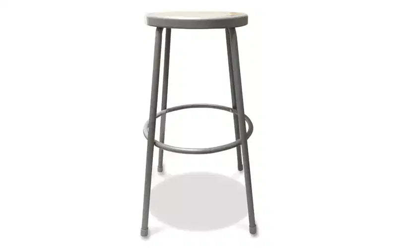 Alera Industrial Metal Shop Stool, Backless, Supports Up to 300 lb, 30 Seat Height, Brown Seat, Gray Base