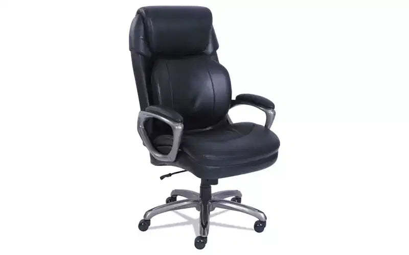 SertaPedic Cosset Big and Tall Executive Chair, Supports Up to 400 lb, 19 to 22 Seat Height, Black Seat/Back, Slate Base