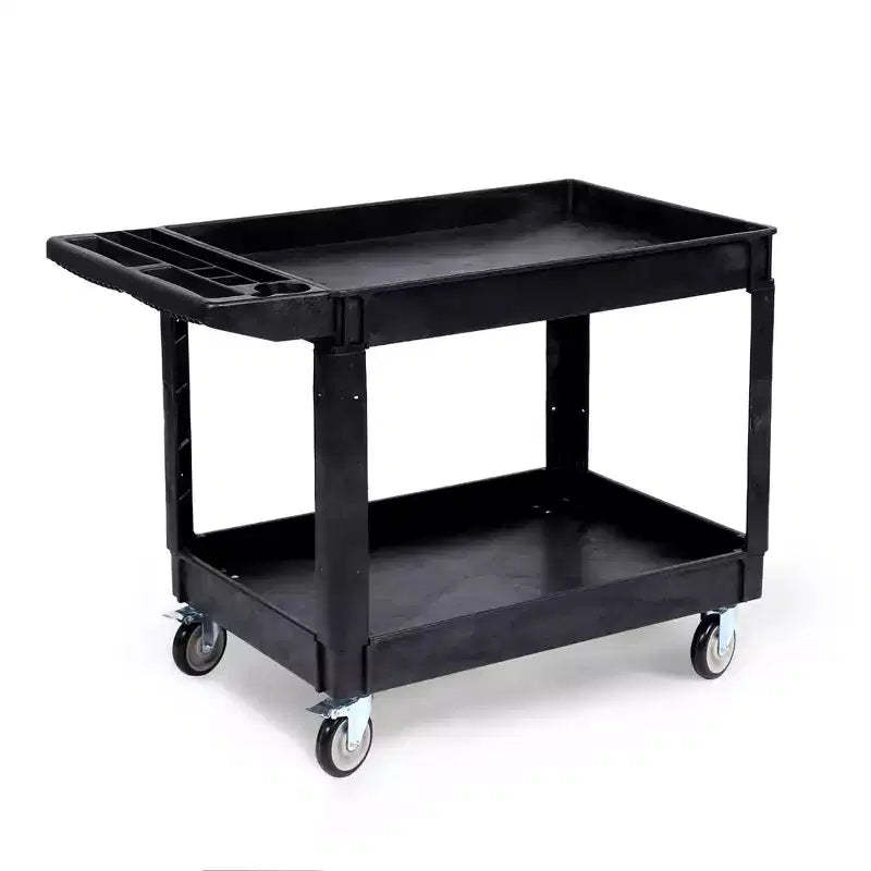 Utility Service Cart, 550LBS Heavy Duty PP Rolling Utility Cart with 360 Swivel Wheels, Large Shelf, Storage Handle