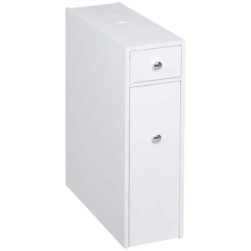 HOMCOM Bathroom Floor Organizer Free Standing Space Saving Narrow Storage Cabinet Bath Toilet Paper Holder with Drawers