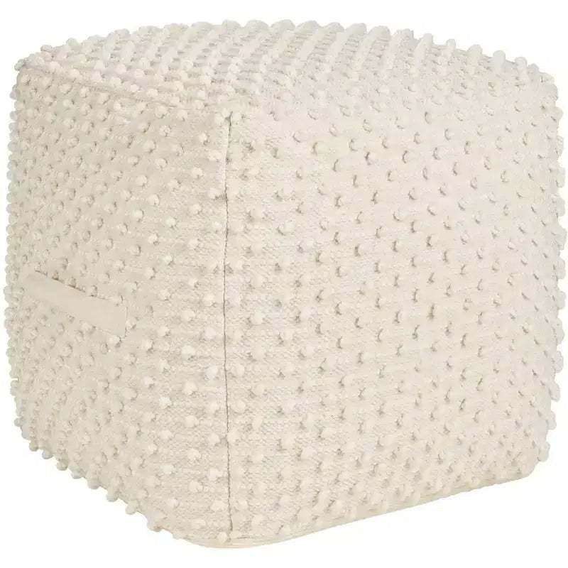 Mina Victory Lifestyle Loop Dots 16 x 16 x 16 Ivory Indoor Poufs