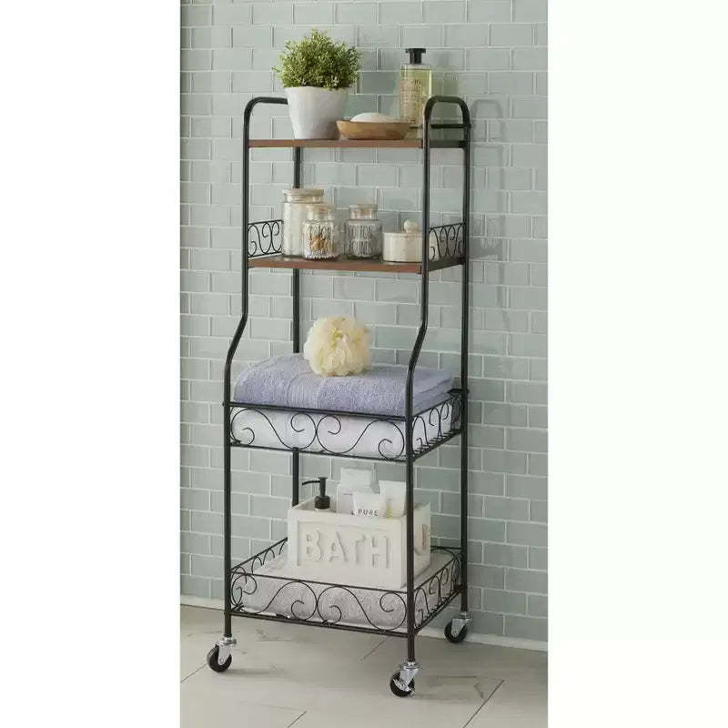BrylaneHome Scroll 4-Tier Rolling Rack