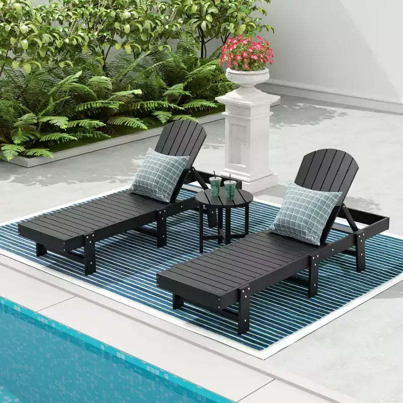 WestinTrends Dylan 3 Piece Adirondack Poly Reclining Chaise Lounge