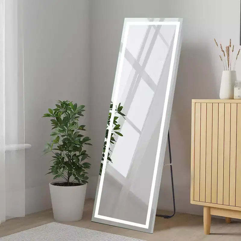 Dovelina LED Rectangle Full Body Mirror Floor Mirror Freestanding Mirror - 63x16,Silver