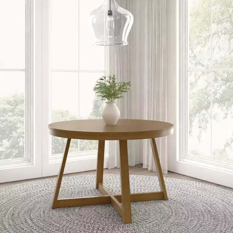 Plank+Beam Round Dining Table, 47 Solid Wood Kitchen Table, Farmhouse Table for 4