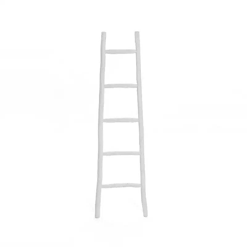 LuxenHome White Solid Wood 5-Rung Blanket Ladder