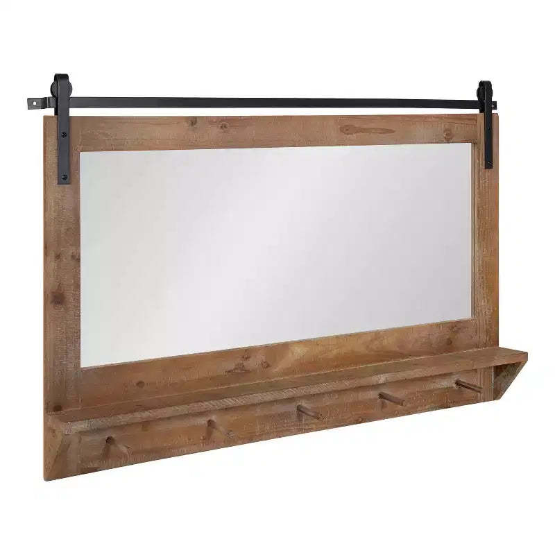42 x 27 Cates Framed Wall Mirror with Shelf and Hooks - Kate & Laurel All Things Decor