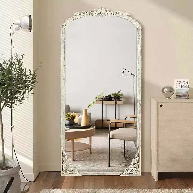 Dovelina Vintage Wooden Metal Full Length Mirror Large Wall Mirror 65x22 - Weathered White