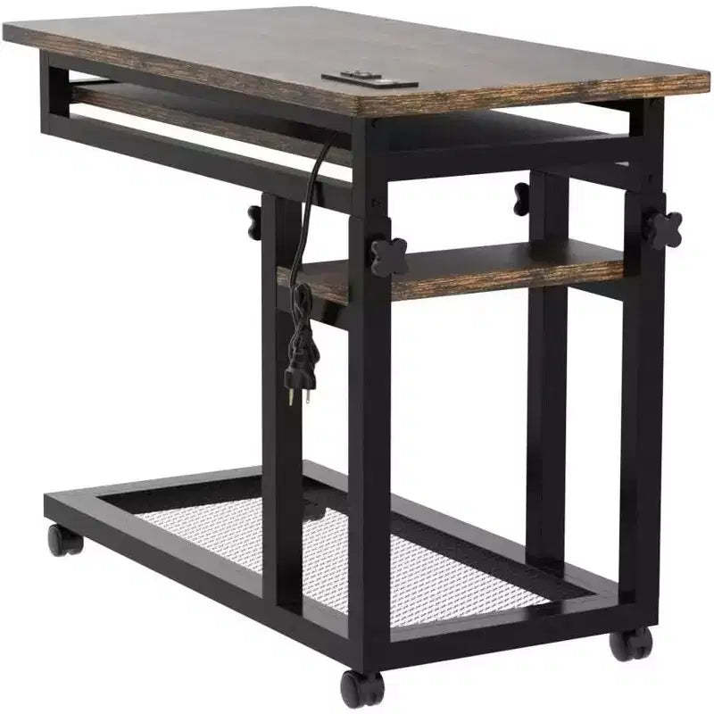 Tribesigns Mobile Portable Desk, Height Adjustable Laptop Table with Wheels
