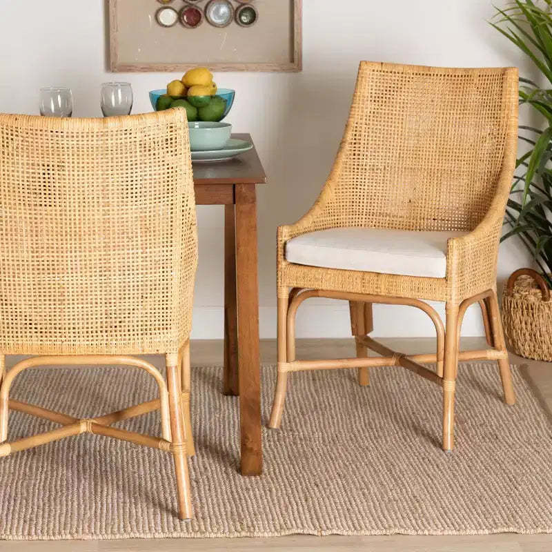 bali & pari Bella Modern Bohemian Natural Brown Rattan Dining Chair
