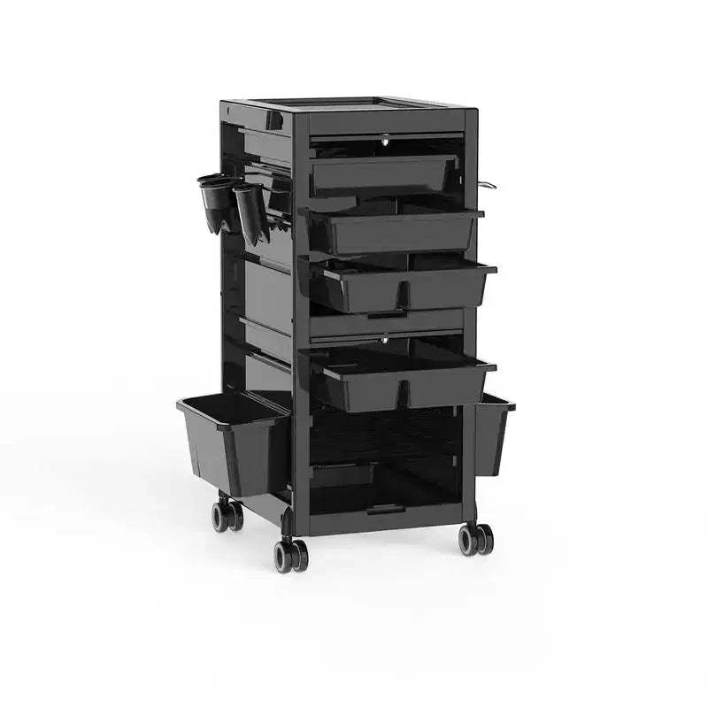 Garvee Salon Trolley Rolling Cart Lockable with 6 Trays & 3 Heat Resistant Holders & Keys