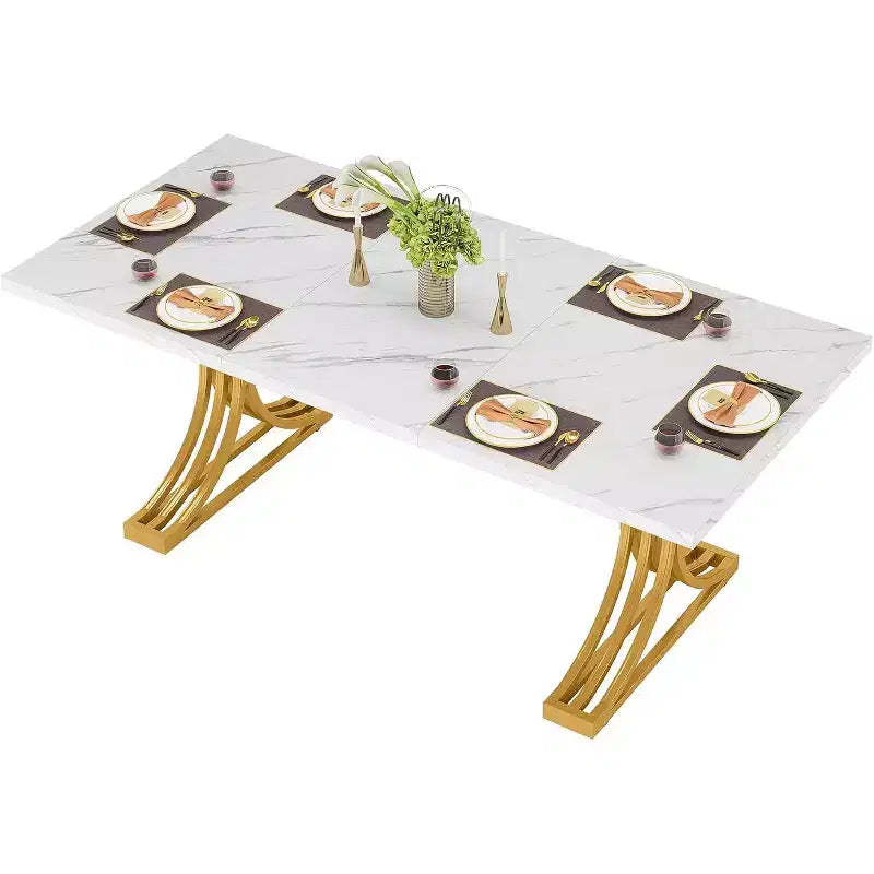 Lantine 63-inch Rectangular Dining Table for 4 to 6, Modern Dinner Table for Dining Room, Kitchen, Living Room